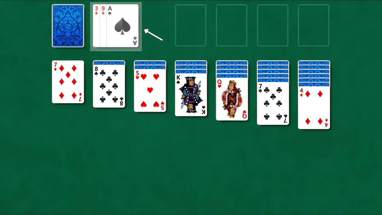 Digital Klondike Solitaire card draw pile interface on a high-performance gaming platform guide.