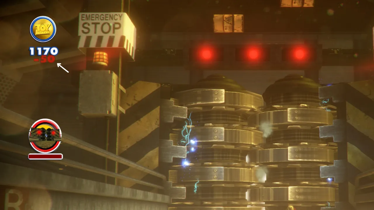 Toy Story gameplay in Rush: A Disney-Pixar Adventure showing 4K textures, Woody, and Buzz Lightyear in action.