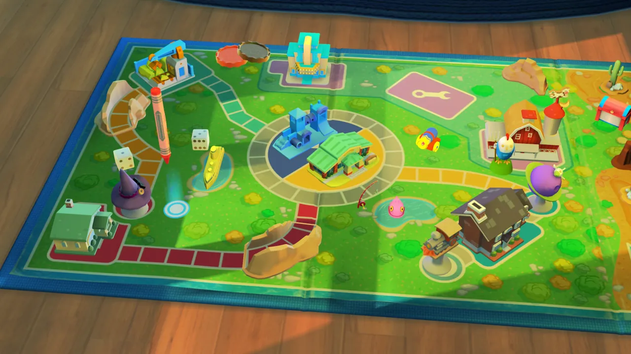Toy Story 3 The Game Toy Box mode map showing different locations and activities.
